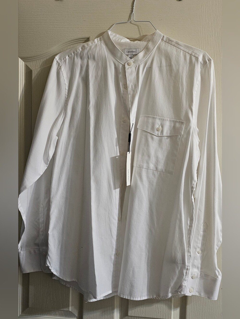[NEW] Men's Cotton Mandarin Collar Dress Shirt - Large